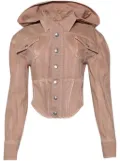 Mugler corseted denim jacket - Brown