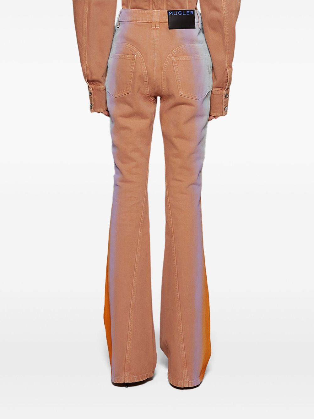 Shop Mugler Gradient-effect Flared Jeans In Brown