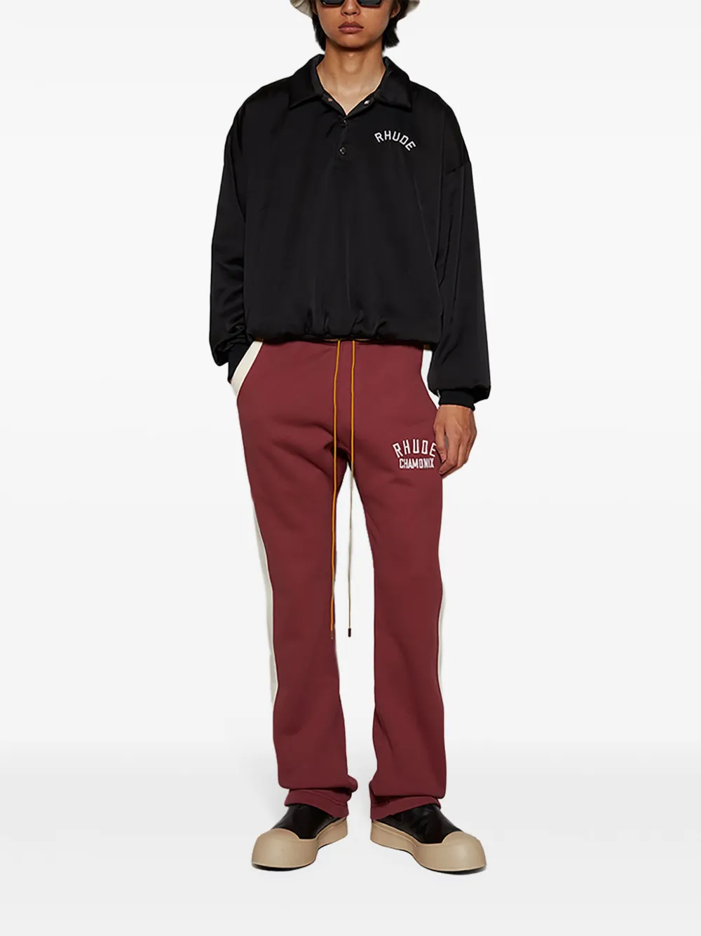 RHUDE Vintage satijnen rugby sweater - Zwart