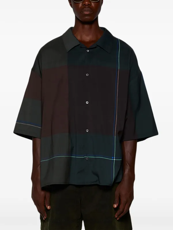 【LOEWE】チェックショートスリーブシャツ 2024SS 定価約30万円 LOEWE チェック ショートスリーブ シャツ | グリーン | FARFETCH JP