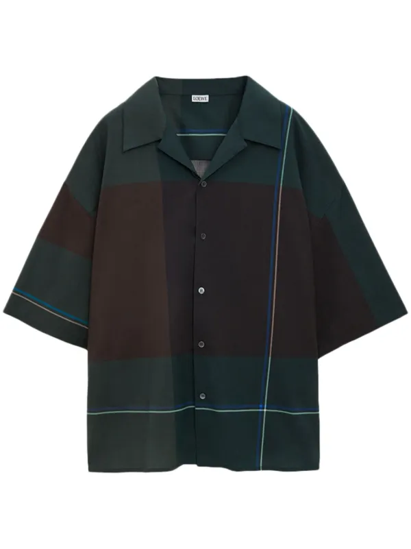 【LOEWE】チェックショートスリーブシャツ 2024SS 定価約30万円 LOEWE チェック ショートスリーブ シャツ | グリーン | FARFETCH JP
