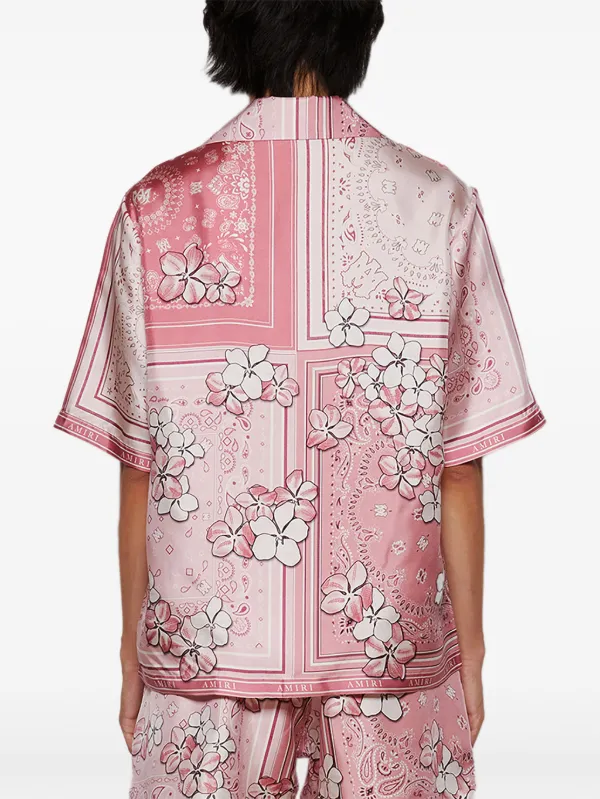 AMIRI Bandana Floral Bowling Shirt | Pink | FARFETCH