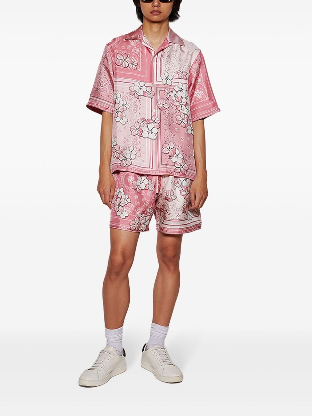 AMIRI bandana floral bowling shirt - Roze