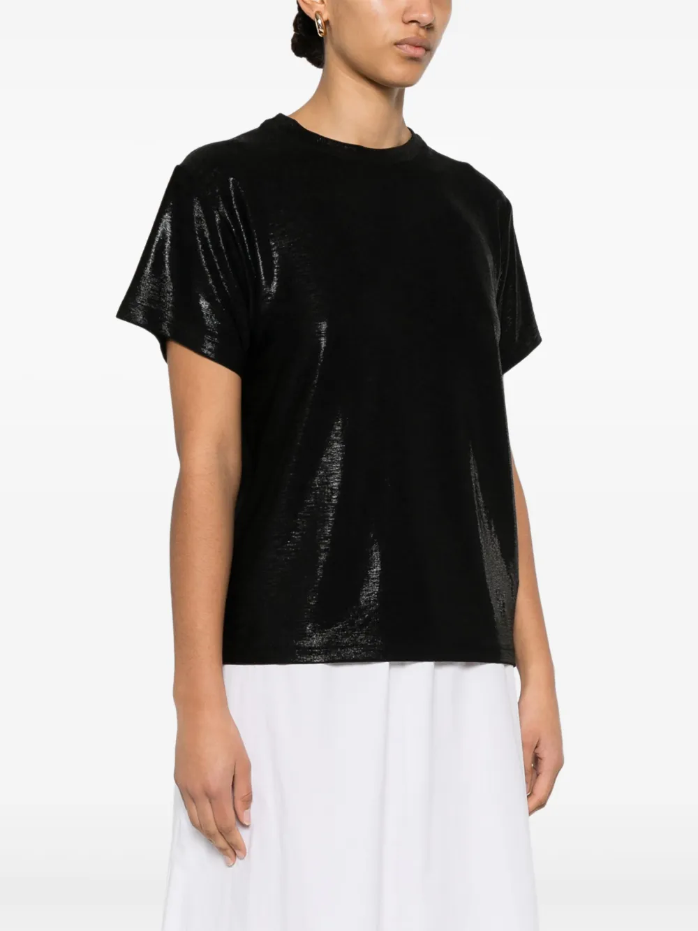 Maje Lamé T-shirt Zwart