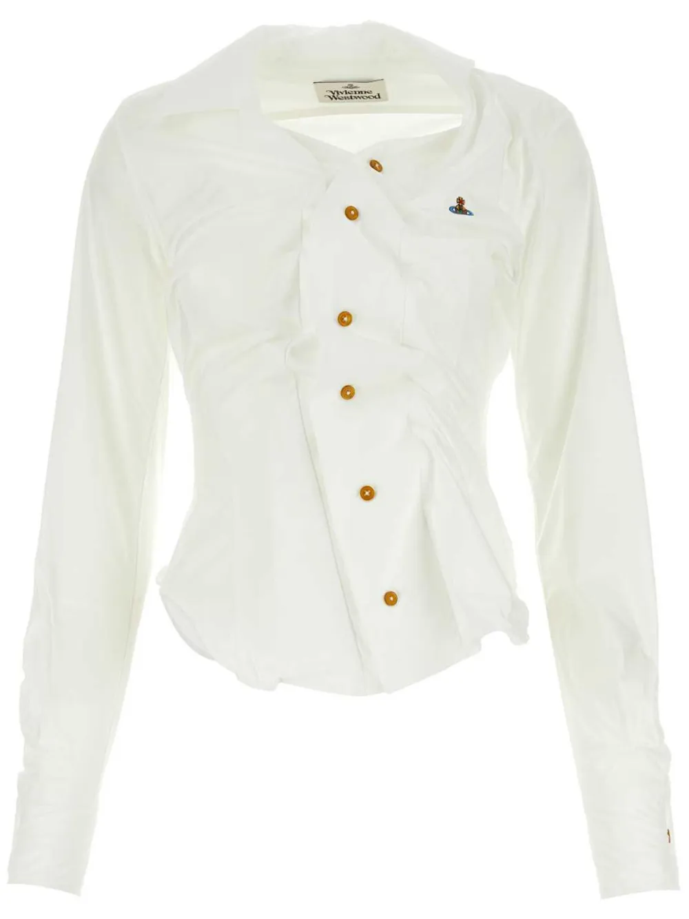 Vivienne Westwood Orb-logo embroidered long-sleeve shirt Wit