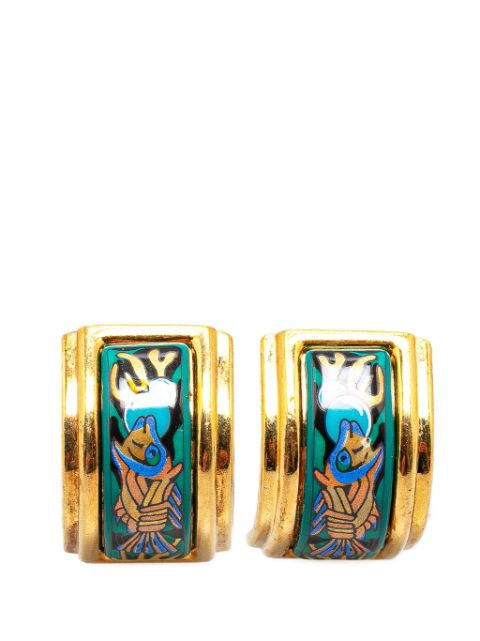 Hermes 20th Century Cloisonne Enamel Clip On costume earrings Women