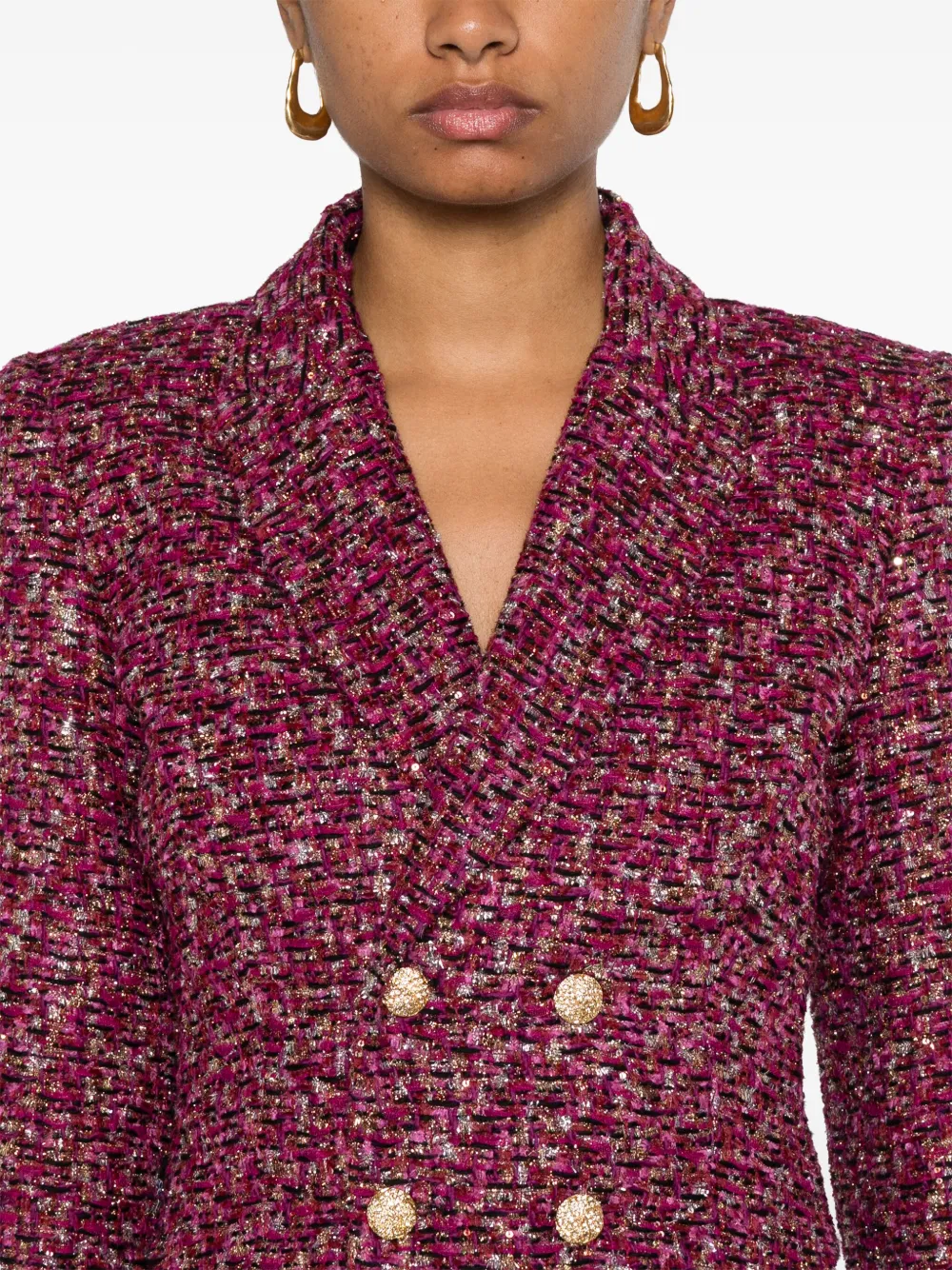 Alessandra Rich Tweed blazer verfraaid met pailletten Paars