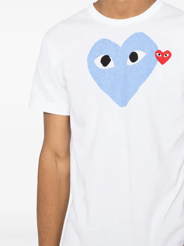 Comme Des Garçons Play Signature Heart Motifcotton T-shirt | White