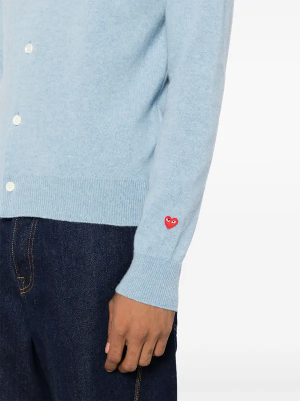 Comme Des Garçons Play Wool Cardigan | Blue | FARFETCH