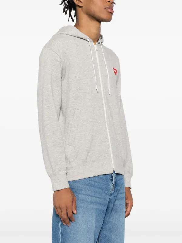 Comme Des Garçons Play Zipped Almond Eye Heart Hoodie | Grey