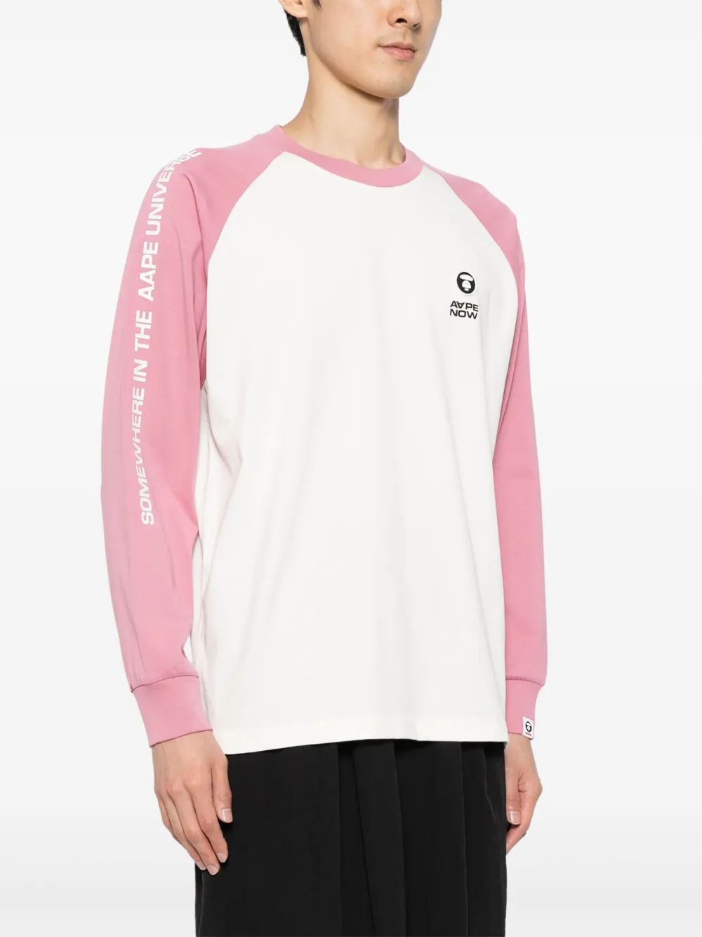 AAPE BY *A BATHING APE T-shirt met lange raglan mouwen en logo Roze