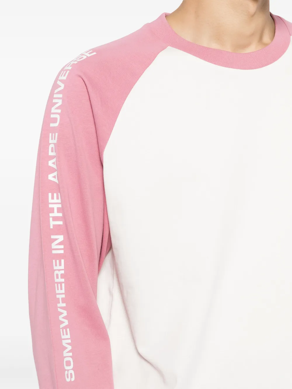 AAPE BY *A BATHING APE T-shirt met lange raglan mouwen en logo Roze