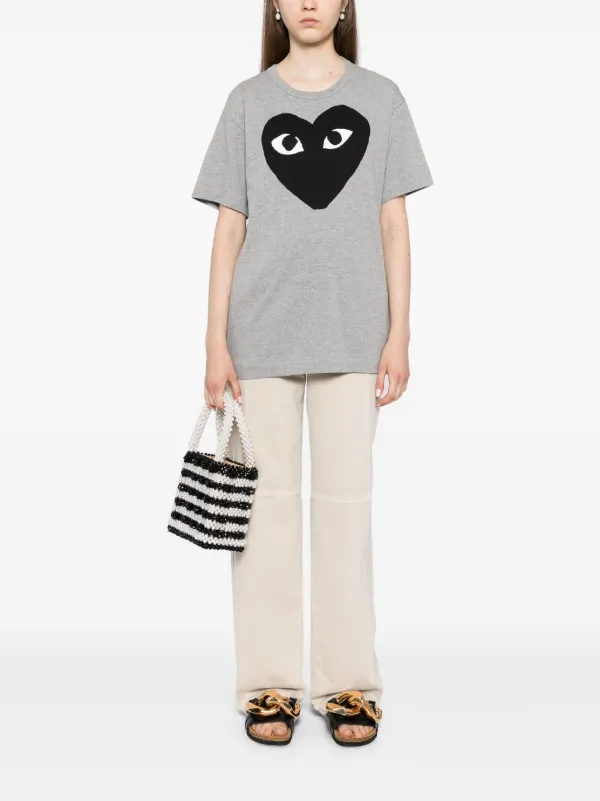 PLAY グレー ハートプリント Tシャツ 半袖 コムデギャルソン Comme Des Garçons Play ハートプリント Tシャツ | グレー