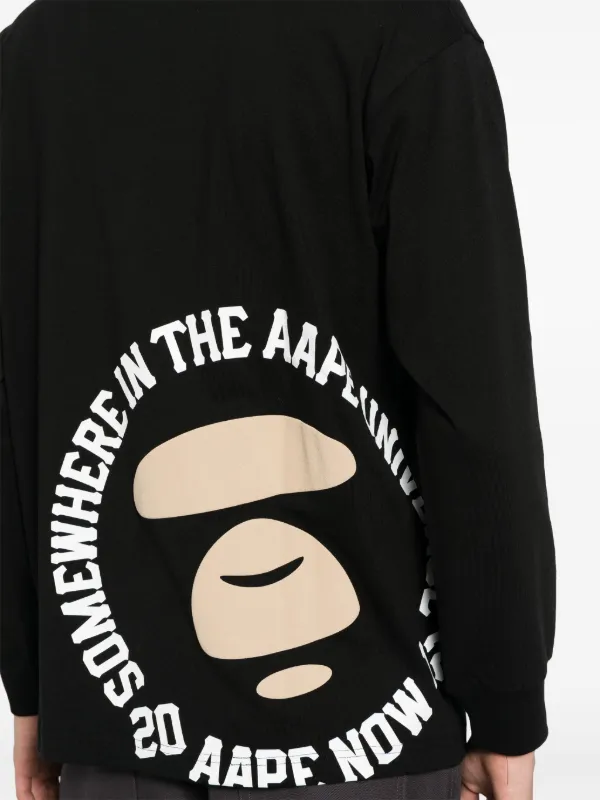 AAPE BY *A BATHING APE® Moonface Basic Long Sleeve Tee | Black