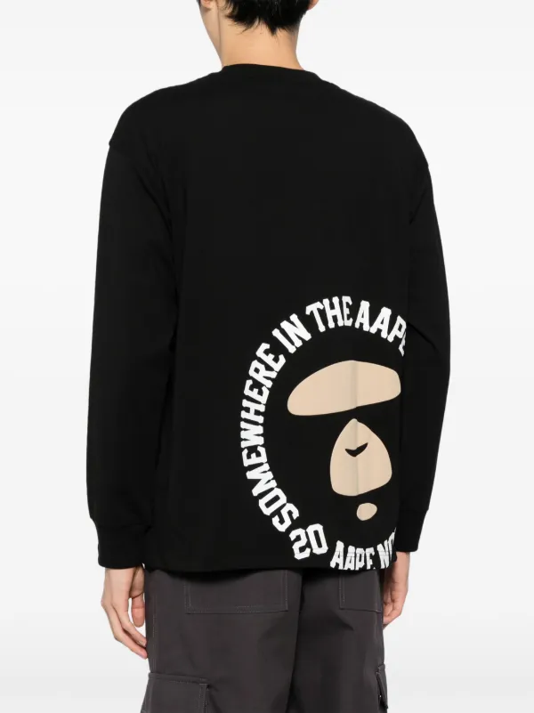 AAPE BY A BATHING APE Moonface Basic Long Sleeve Tee Black FARFETCH ZA