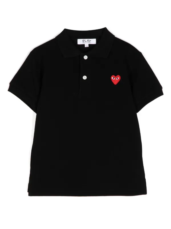 Comme Des Garçons Play Kids Embroidered Polo Shirt Black