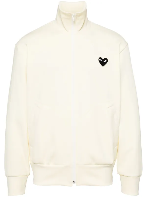 Comme Des Garcons Play heart print Jersey Track Jacket Neutrals FARFETCH IE