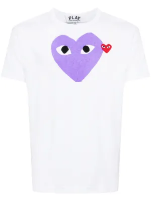 Comme Des Garçons Play Signature Heart Motifcotton T-shirt | White