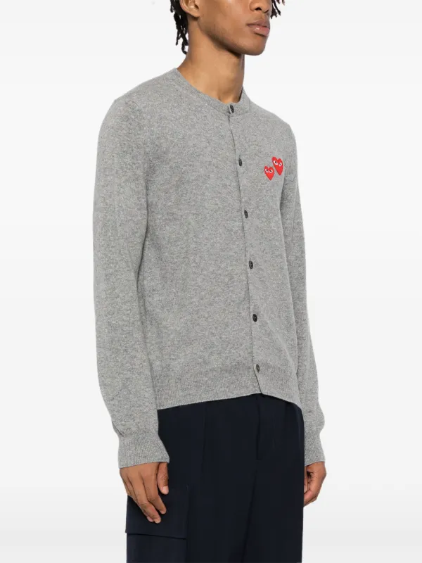 COMME des GARCONS PLAY ハート カーディガン グレー Comme Des Garçons Play ハートパッチ カーディガン | グレー