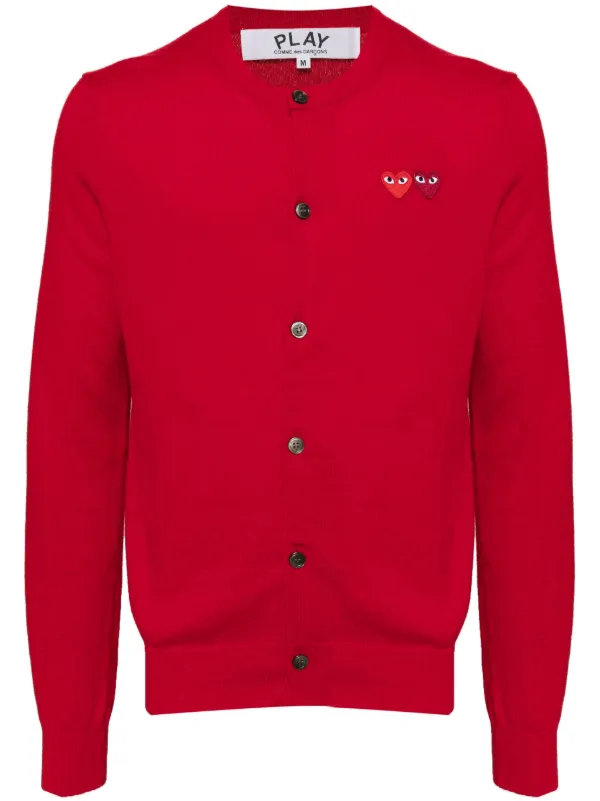 PLAY COMME des GARÇONS 赤 カーディガン M Comme Des Garçons Play エンブロイダリー カーディガン | レッド