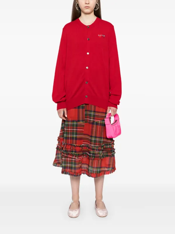 PLAY COMME des GARÇONS 赤 カーディガン M Comme Des Garçons Play エンブロイダリー カーディガン | レッド