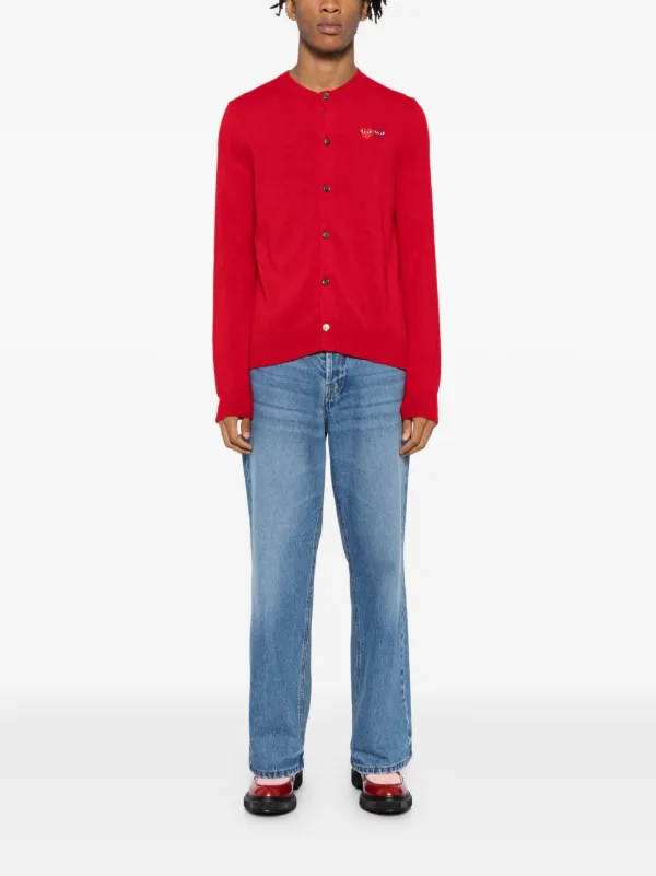 コ*ー様 PLAY COMME des GARÇONS 赤 M カーディガン Comme Des Garçons Play ダブルハート カーディガン | レッド