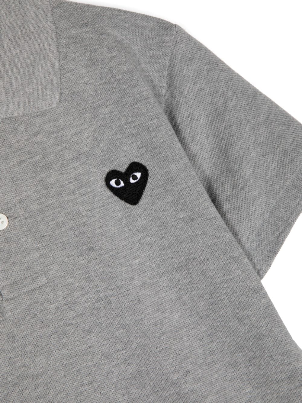 Shop Comme Des Garçons Play Embroidered Polo Shirt In Grey