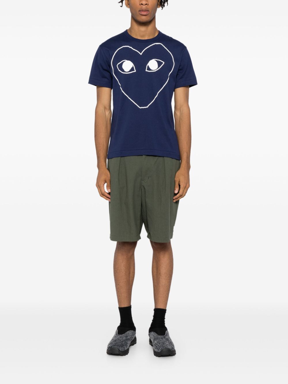 Comme Des Garçons Play Katoenen T-shirt met kenmerkend hartpatroon - Blauw