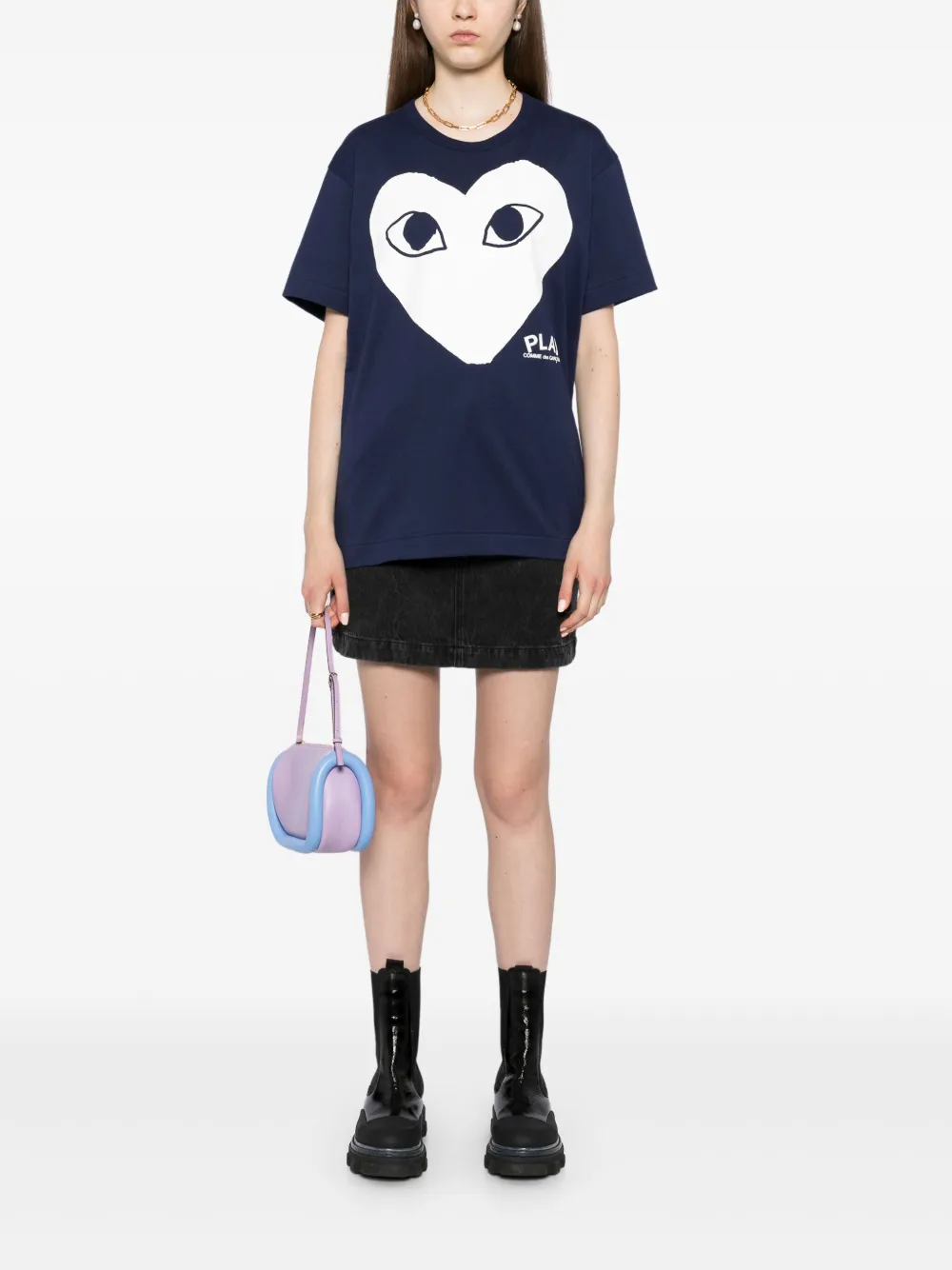 Comme Des Garçons Play T-shirt met hartprint Blauw