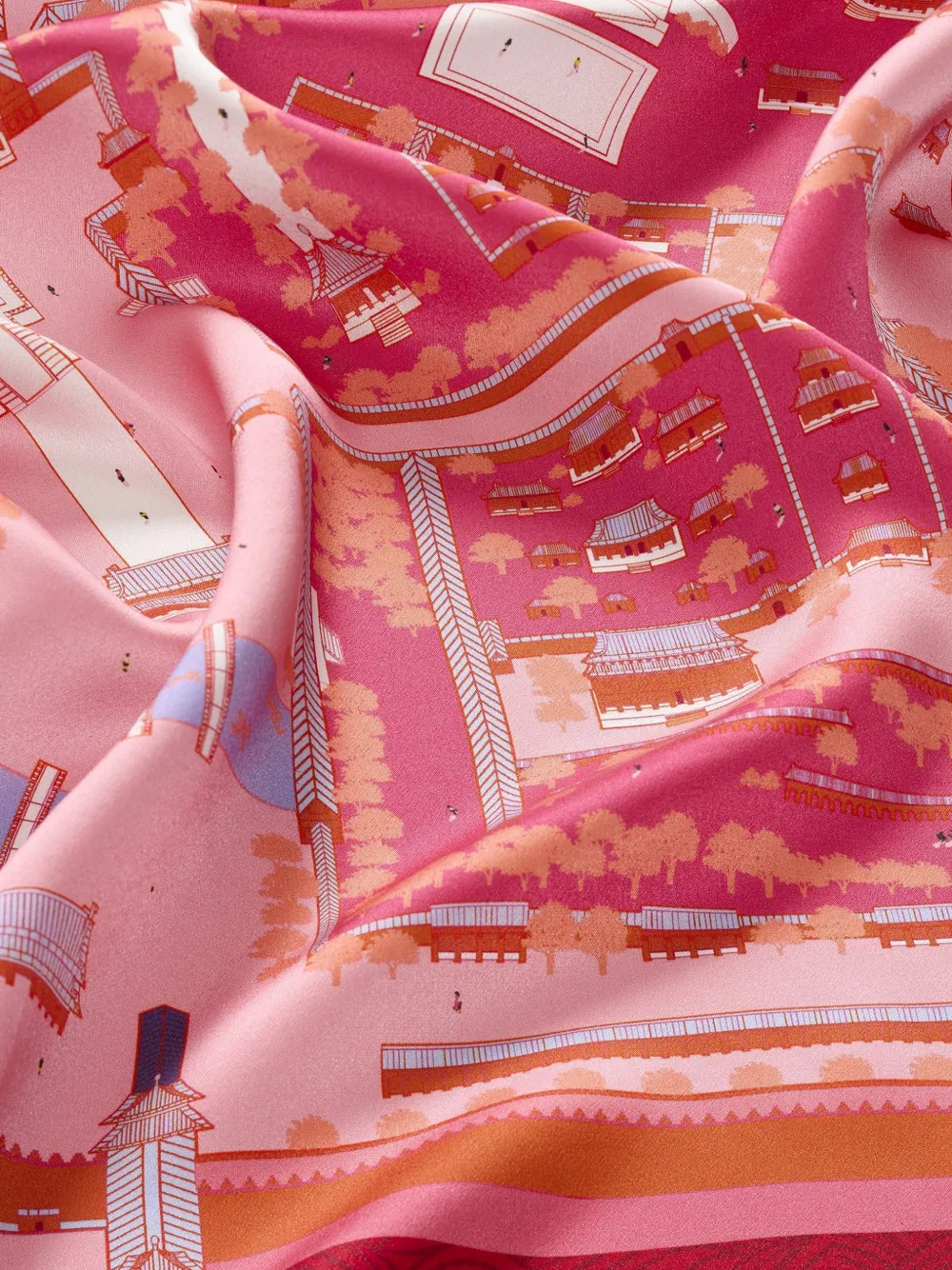 Shanghai Tang Zijden sjaal met print Roze