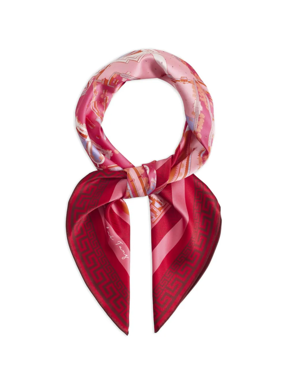 Shanghai Tang Zijden sjaal met print Roze