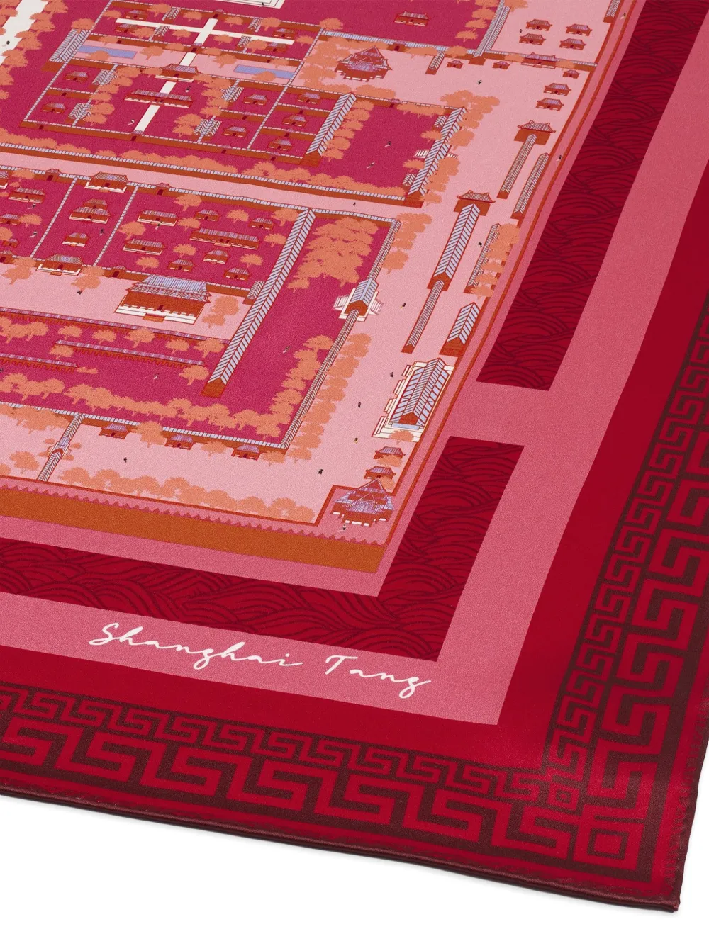 Shanghai Tang Zijden sjaal met print Roze