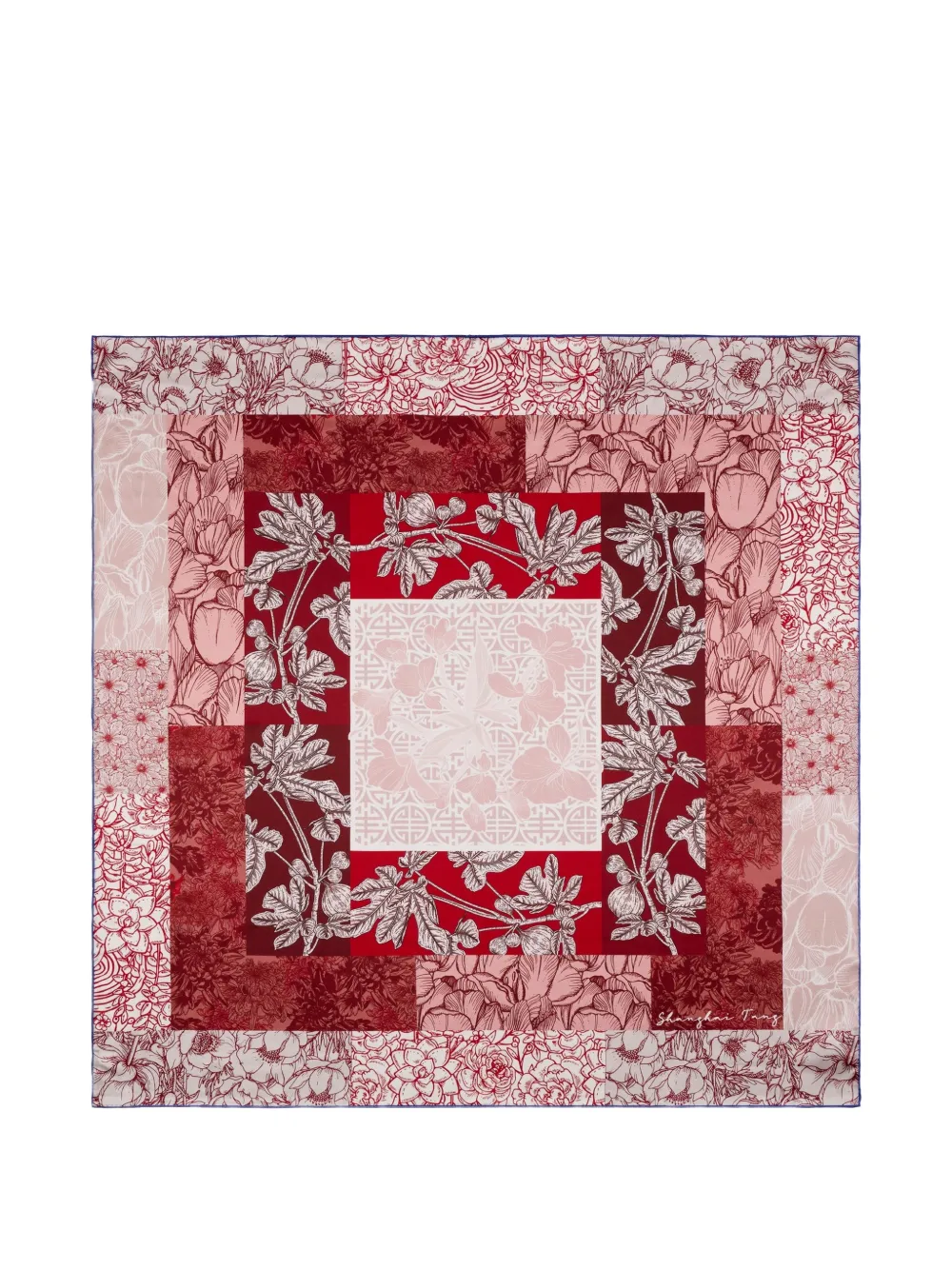 Shanghai Tang Hui-print silk scarf - Red