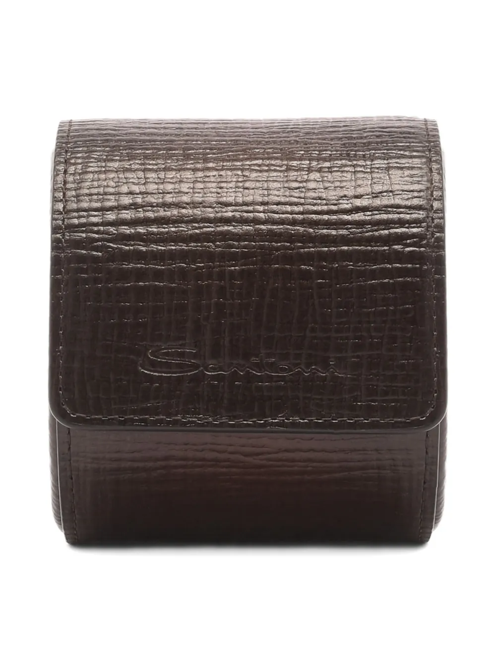 Santoni embossed leather watch case | Brown | Image 1