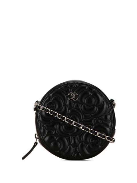 CHANEL 2019 Goatskin Camellia Round Clutch with Chain crossbody bag Women