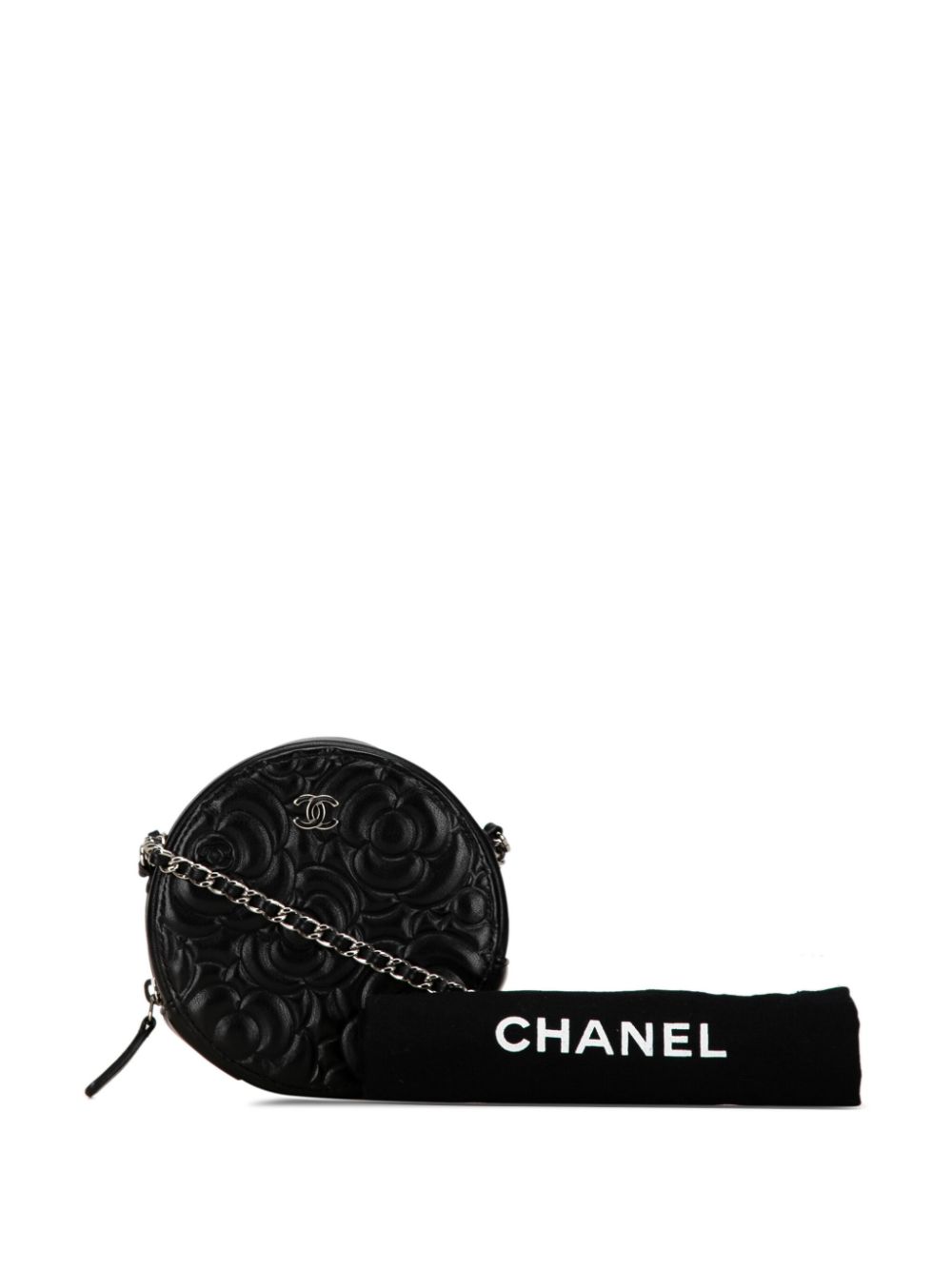 CHANEL 2019 Goatskin Camellia Round Clutch with Chain crossbody bag Women