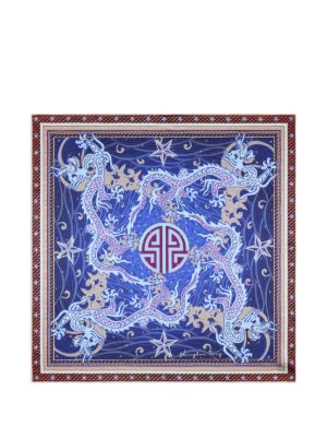 Chrome Hearts Cemetery Cross Silk Scarf | Blue | FARFETCH