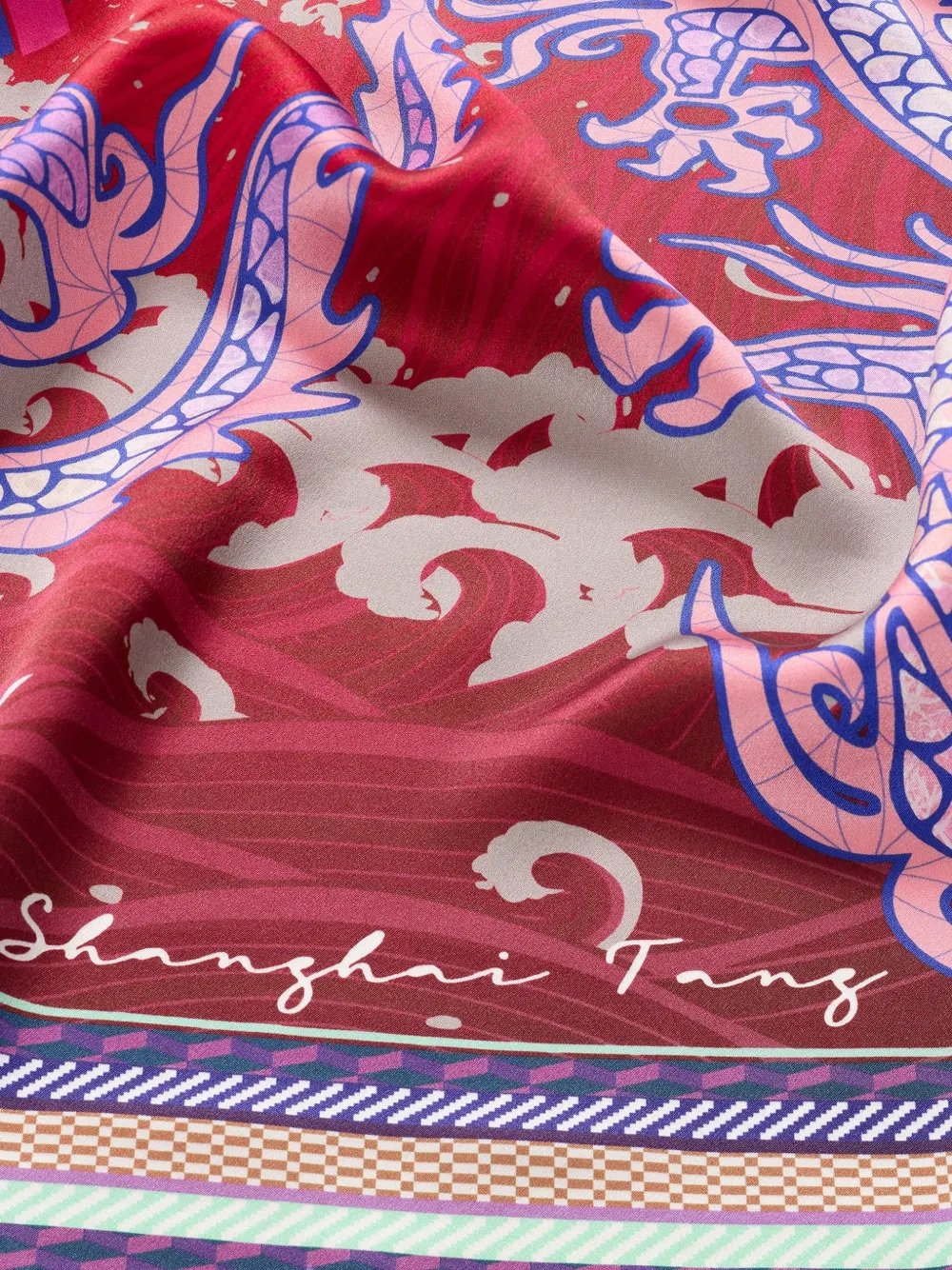 Shanghai Tang Flying Dragon zijden sjaal Rood