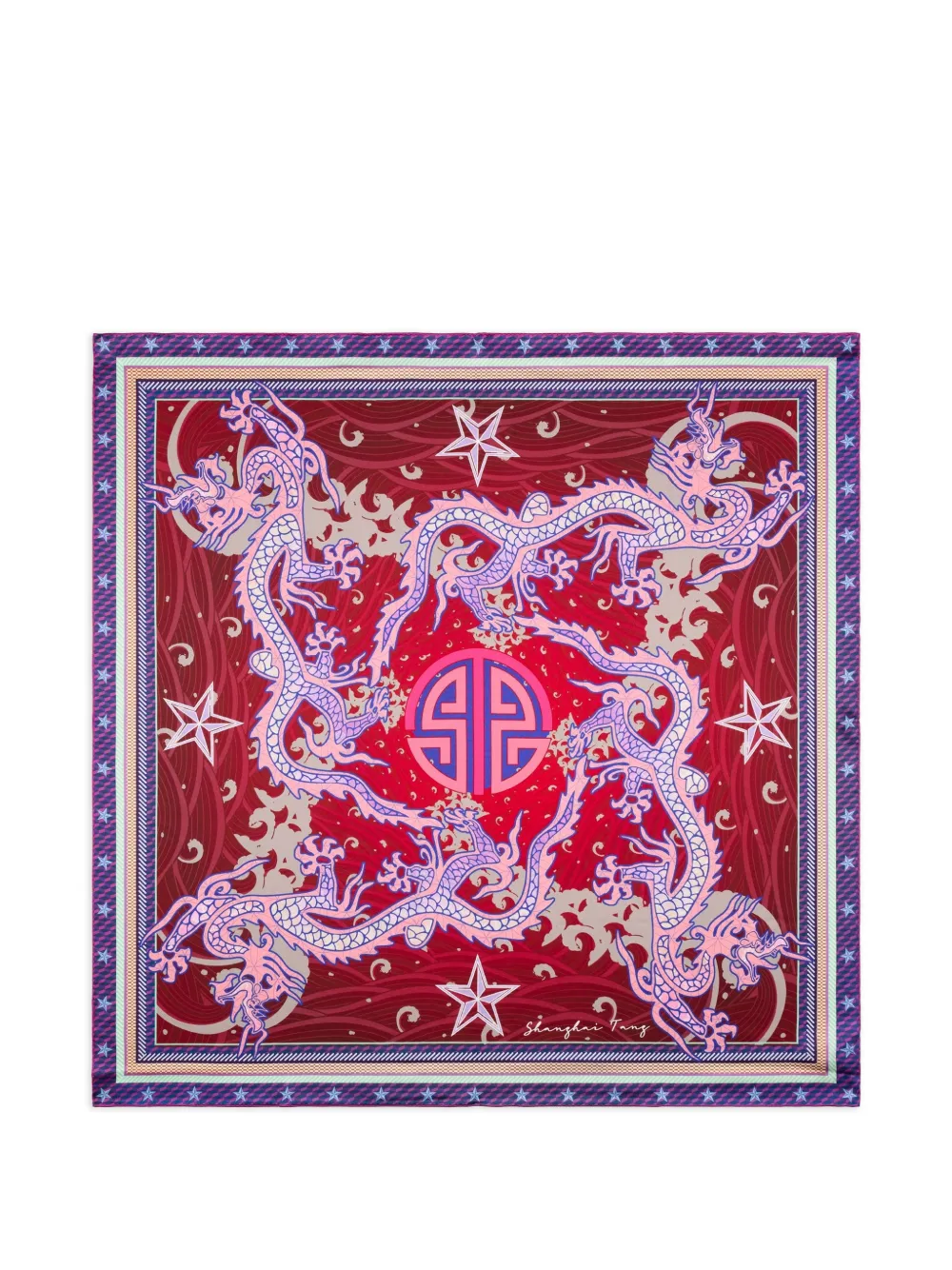 Shanghai Tang Flying Dragon silk scarf - Rosso