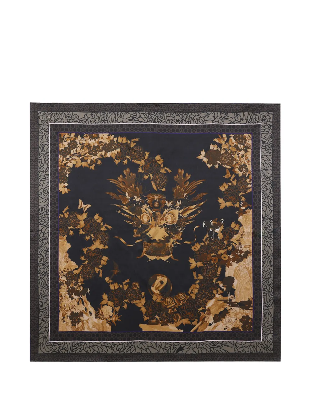 Shanghai Tang x Jacky Tsai Flower Dragon scarf - Schwarz