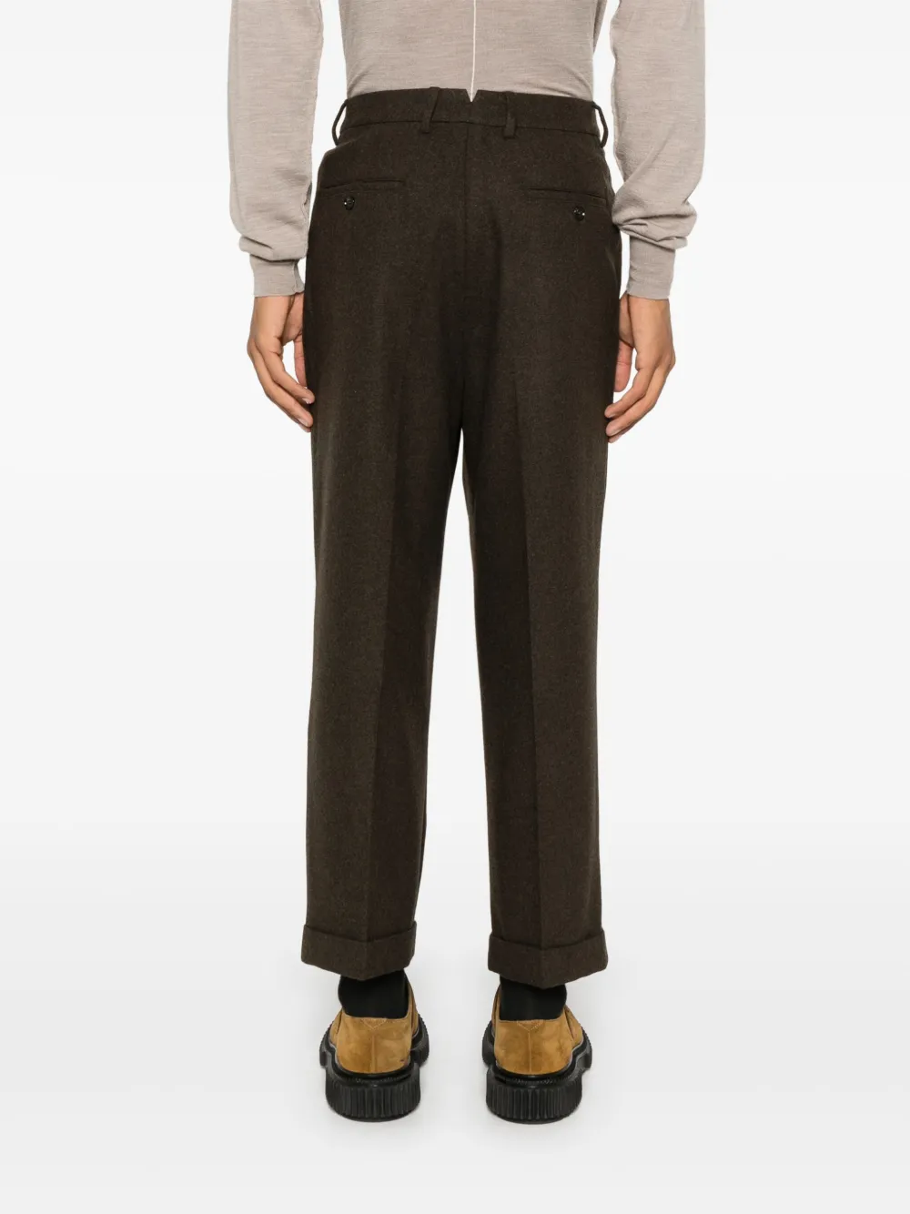 AMI Paris Broek met geplooid detail Bruin