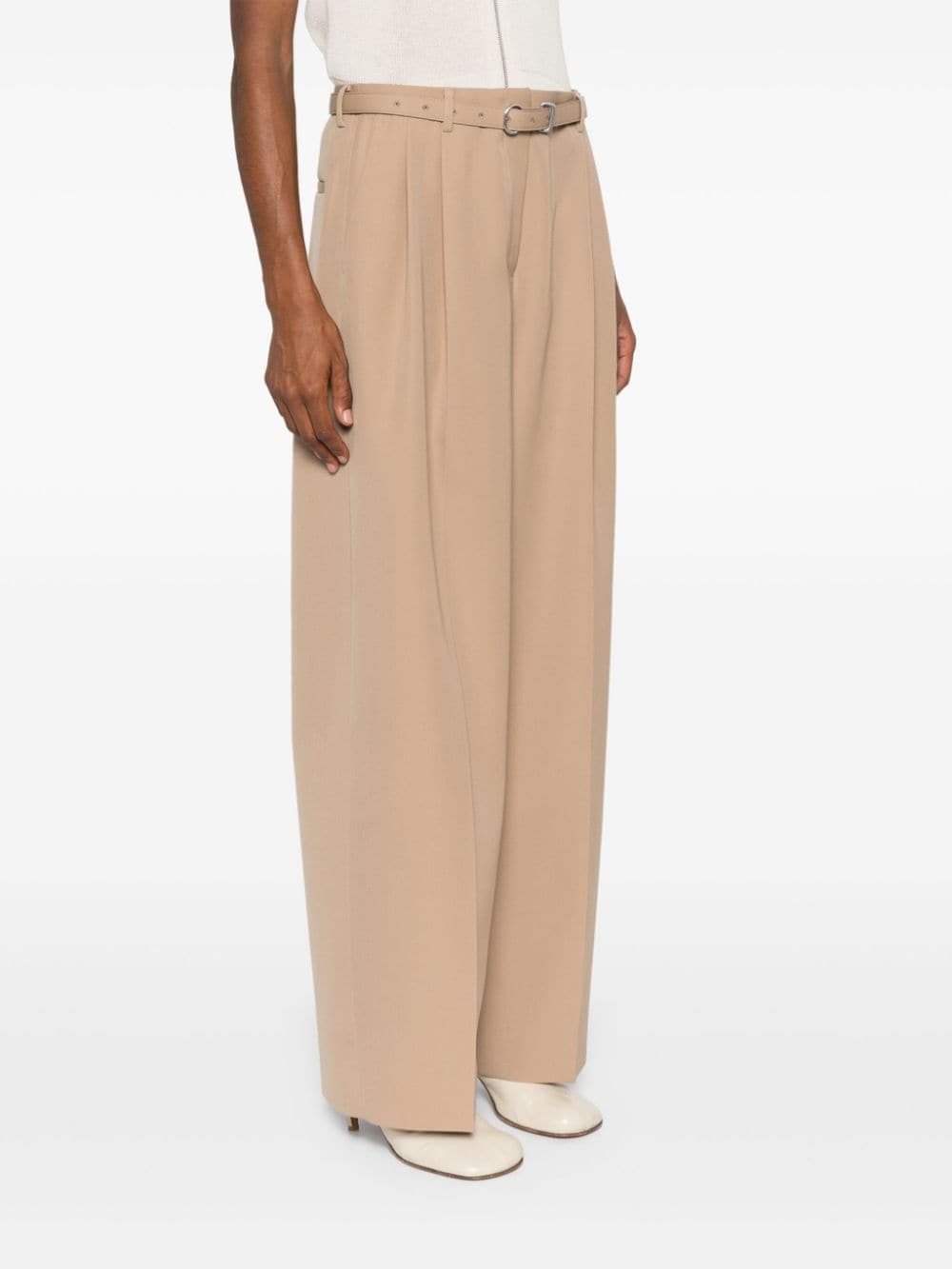 Shop Jil Sander Belted Trousers In Braun