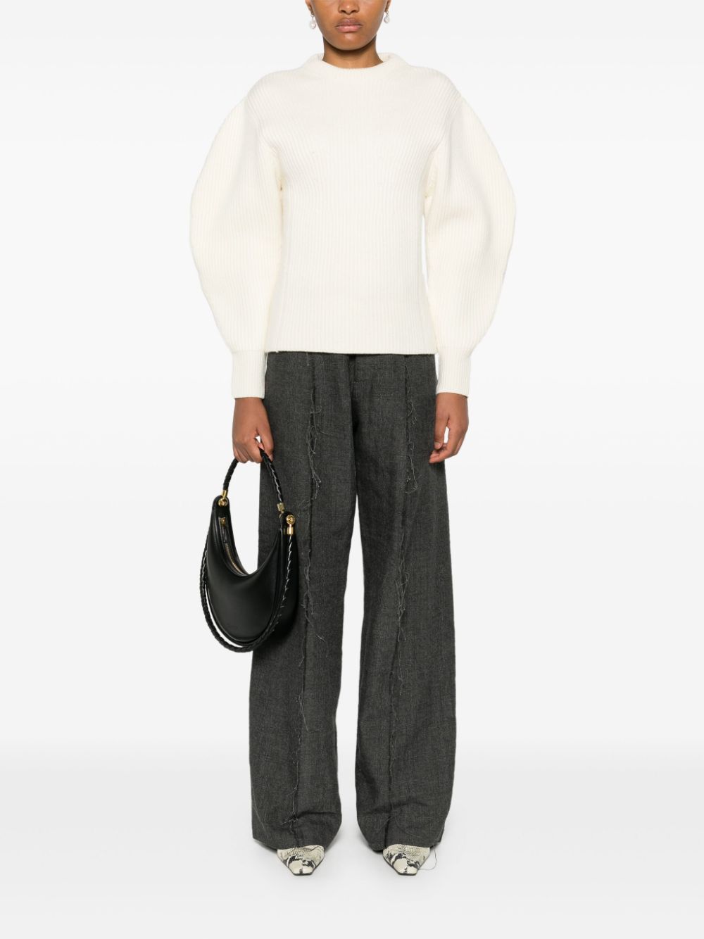 Shop Jil Sander Fisherman's-knit Sweater In Nude