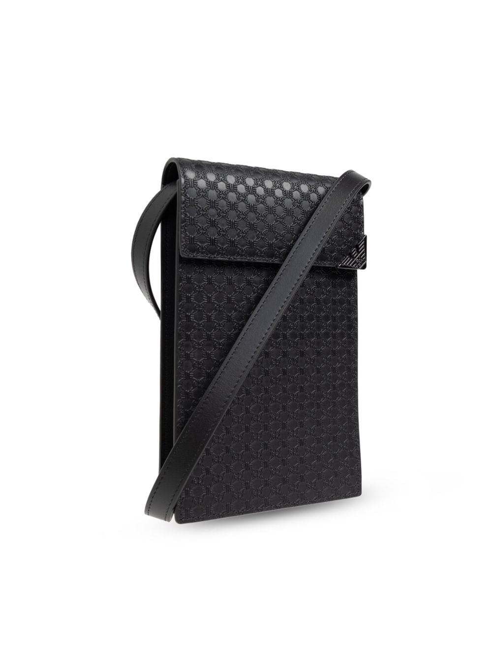 Shop Emporio Armani Embossed Messenger Bag In Black