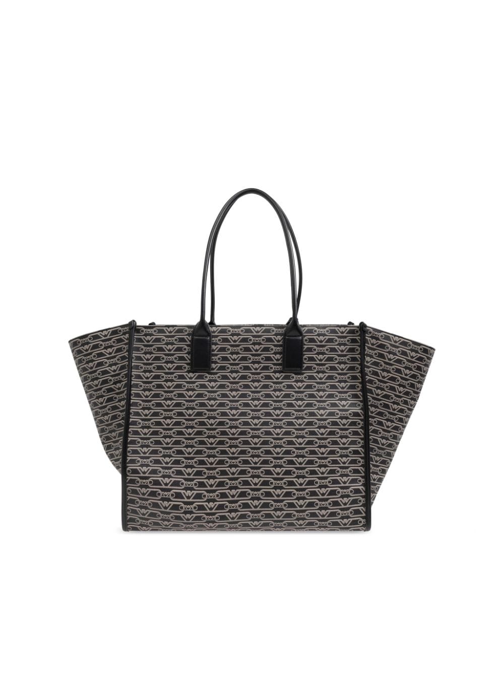 Shop Emporio Armani All-over Logo-print Tote Bag In 黑色