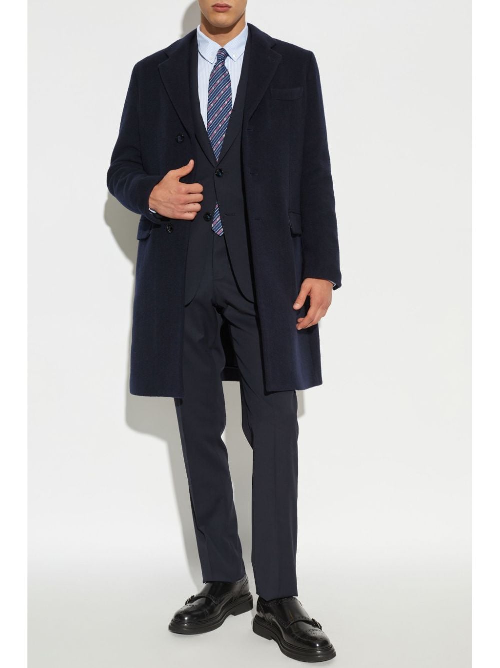 Giorgio Armani notched-lapels single-breasted coat - Blauw