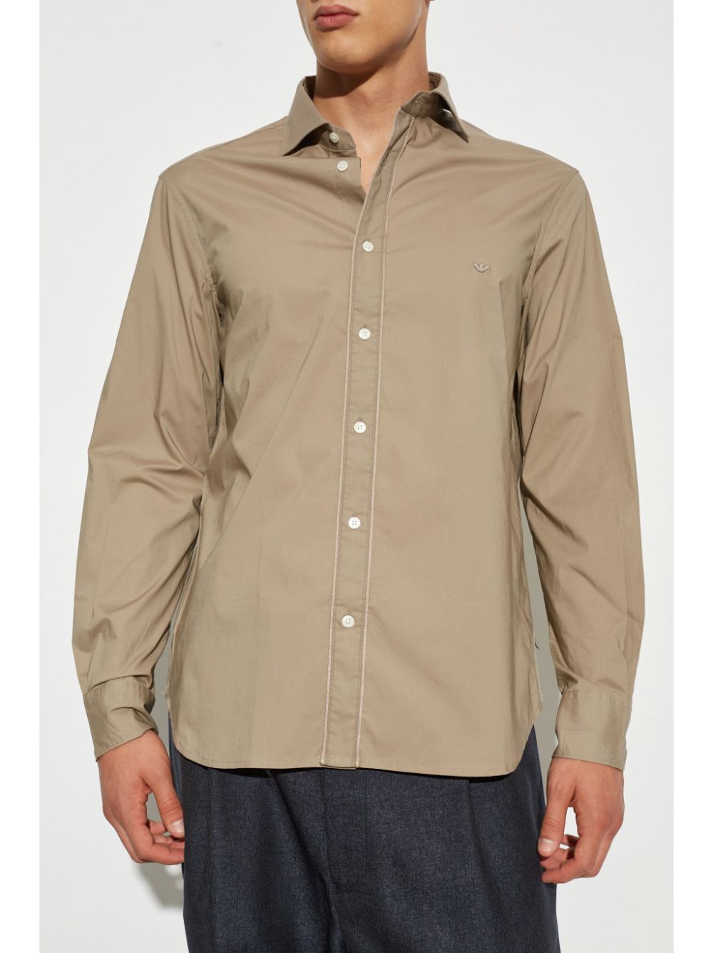 Emporio Armani embroidered logo buttoned shirt Men