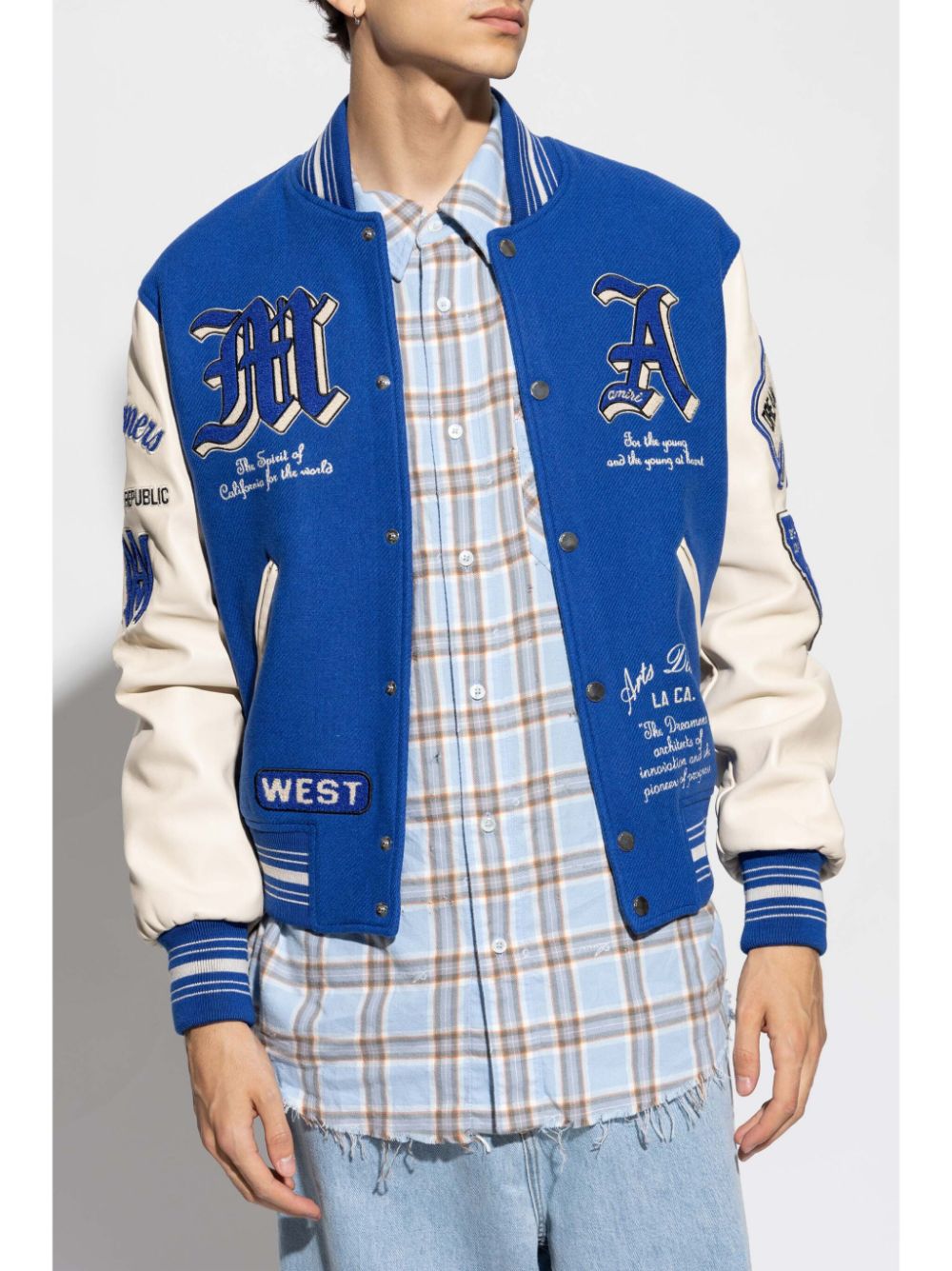 Shop Amiri Dream Team Varsity Jacket In Blue