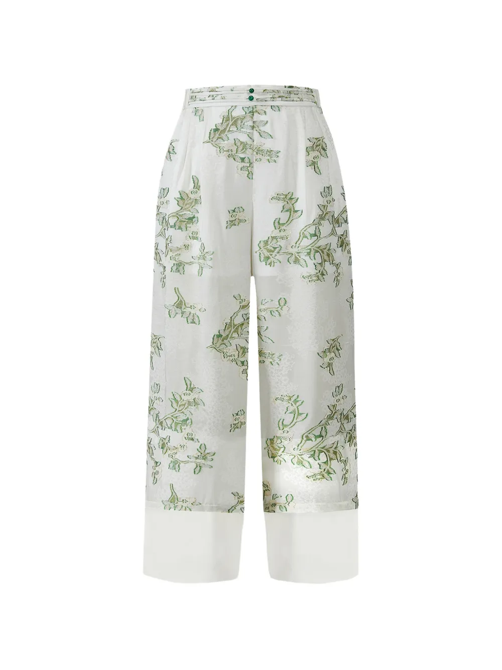 Shanghai Tang Tang embossed metallic-thread trousers - White