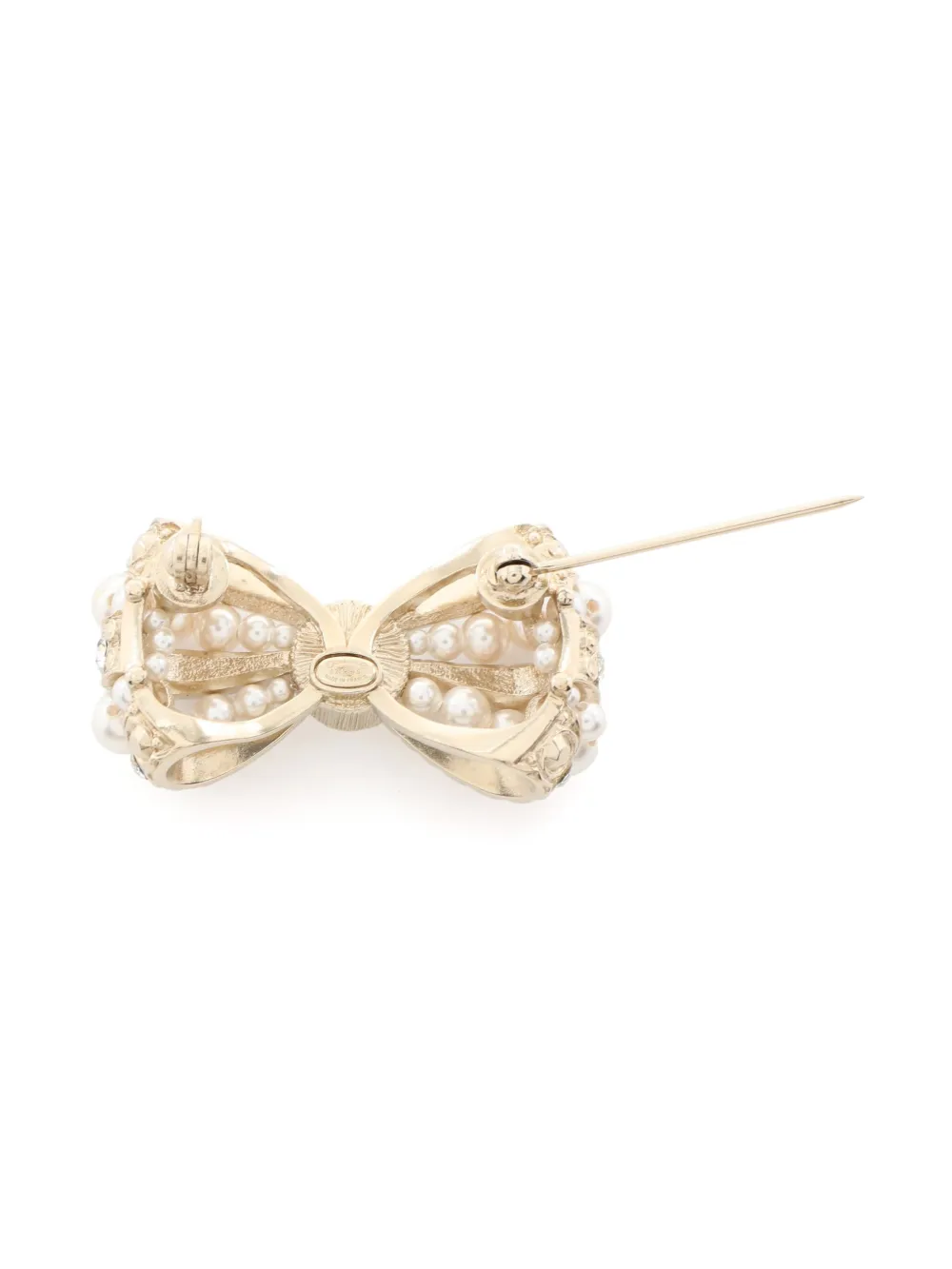 CHANEL Pre-Owned 1986-1988 CC bow brooch - Wit